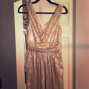Beautiful rose gold long maxi dress with sequins
